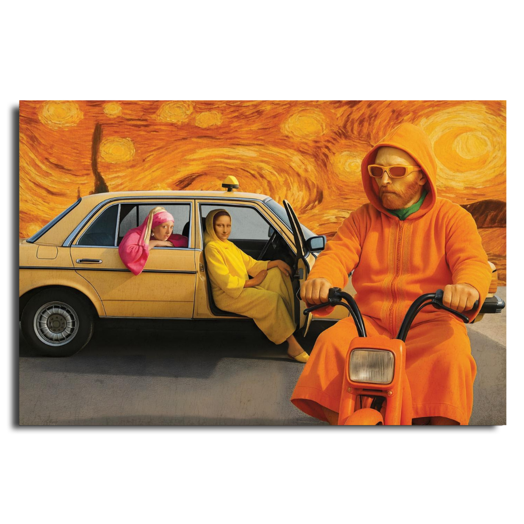 Tableau décoratif -Icones Taxi Blanc Pop Art