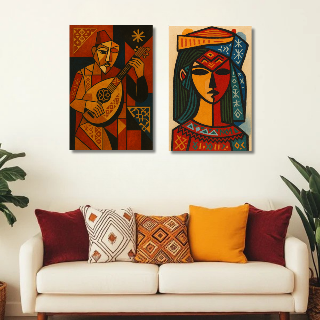 Decorative Paintings Pack - Red and Black Abstract Diptych