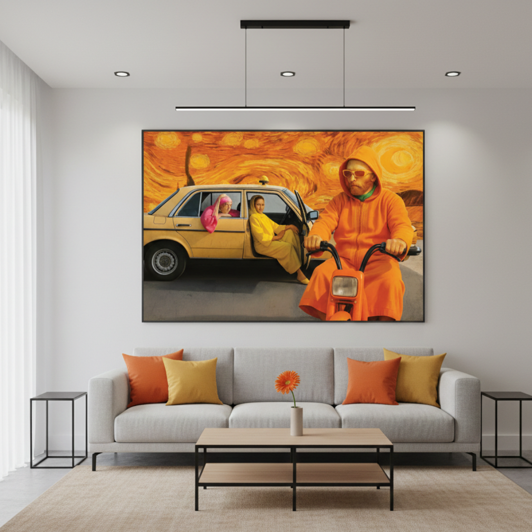 Tableau décoratif -Icones Taxi Blanc Pop Art