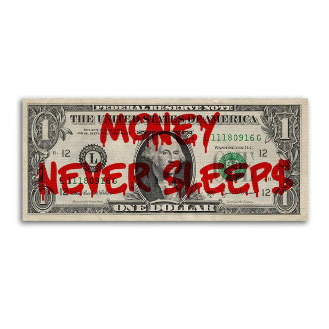Decorative painting - Money never sleeps - Printed on canvas or plexiglass  in Morocco