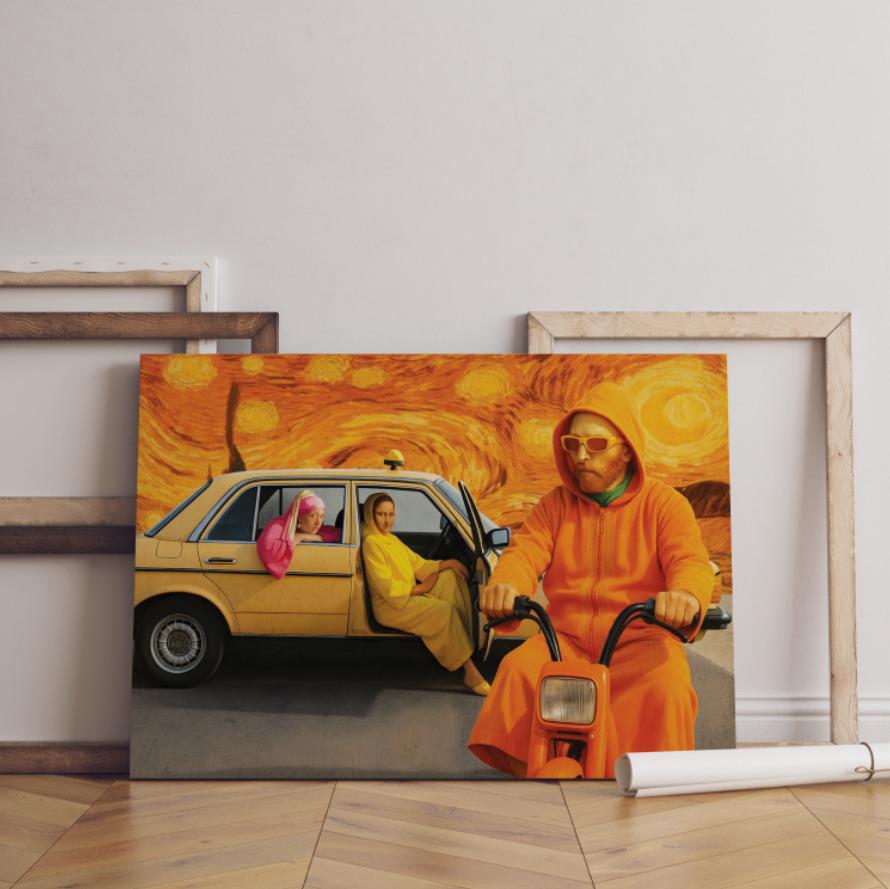 Tableau décoratif -Icones Taxi Blanc Pop Art