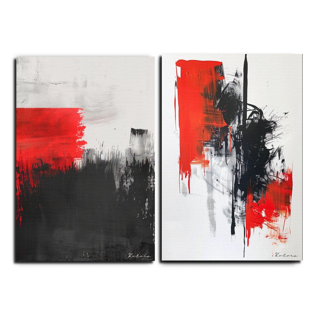 Tableaux décoratifs Pack - Dyptique Abstrait rouge et noir - kolors brand