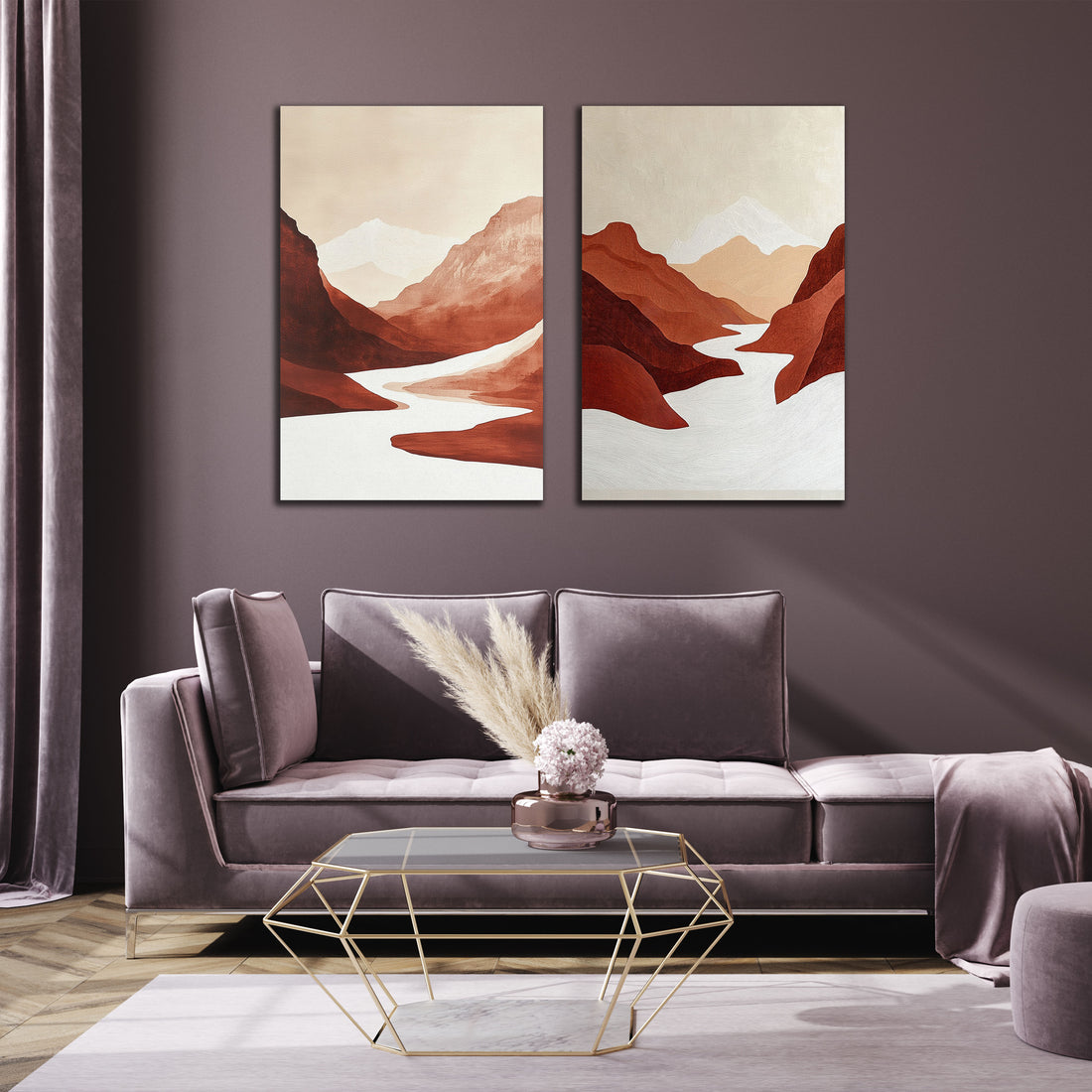 Decorative Paintings Pack - Red and Black Abstract Diptych
