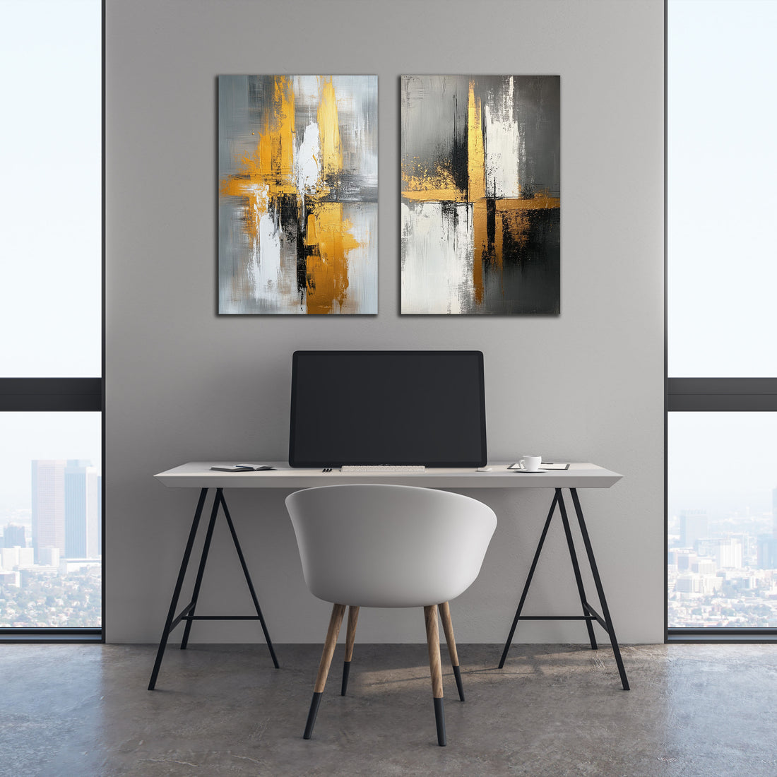 Decorative Paintings Pack - Red and Black Abstract Diptych