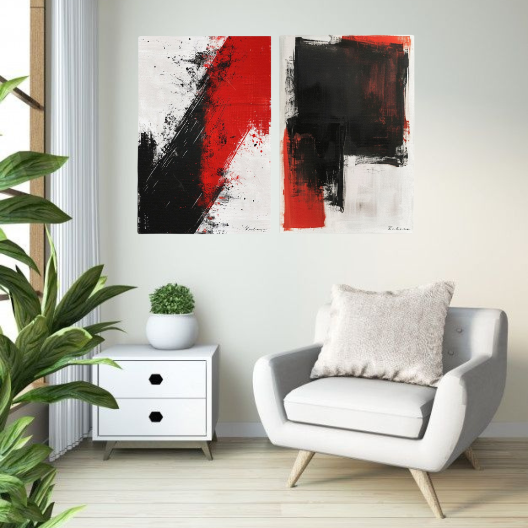 Tableaux décoratifs Pack - Dyptique rouge et noir Abstrait