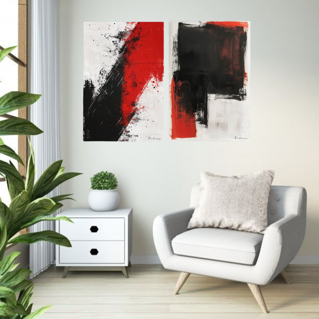 Tableaux décoratifs Pack - Dyptique rouge et noir Abstrait - kolors brand