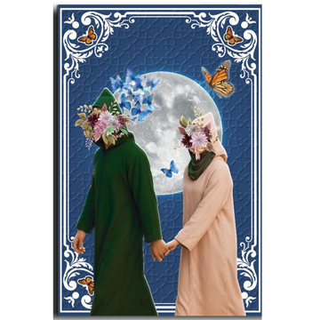 Tableau décoratif - Lune et papillons
