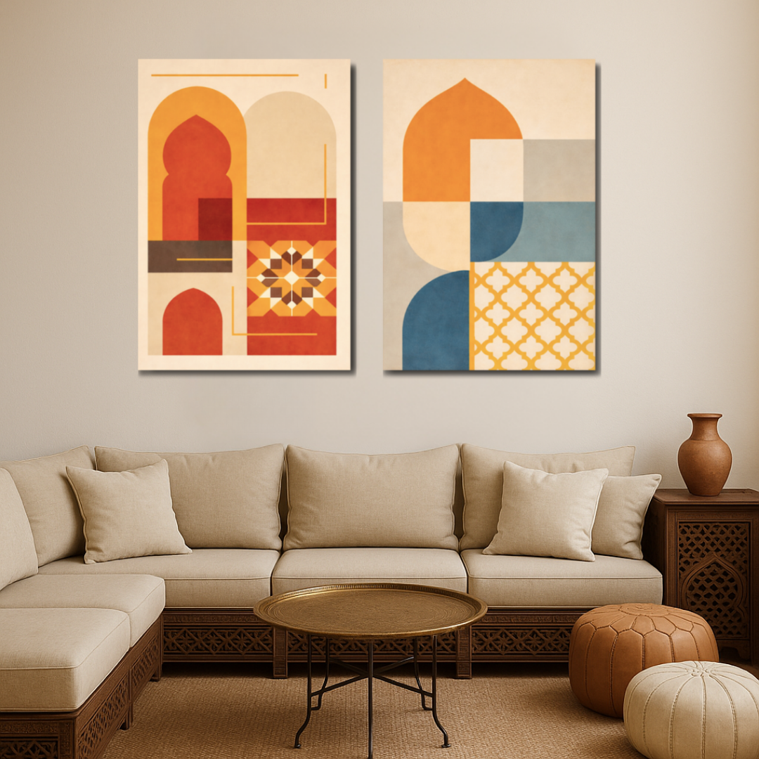 Decorative Paintings Pack - Red and Black Abstract Diptych