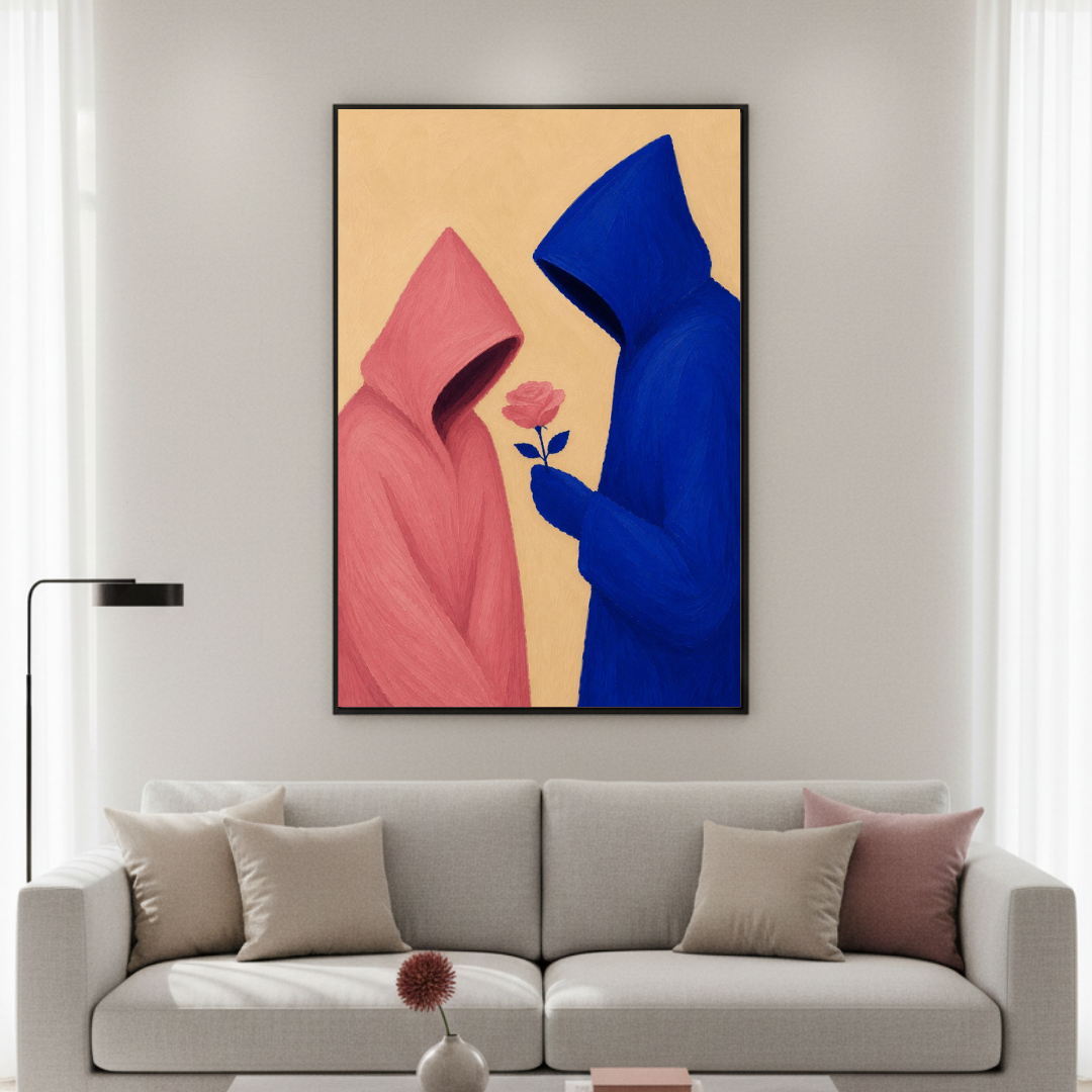 Tableau décoratif -Bleu Majorelle & Rose Sable