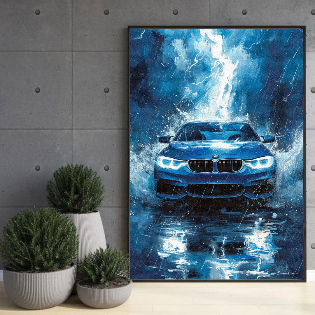 Tableau décoratif - BMW: Vitesse et Éclairs - kolors brand