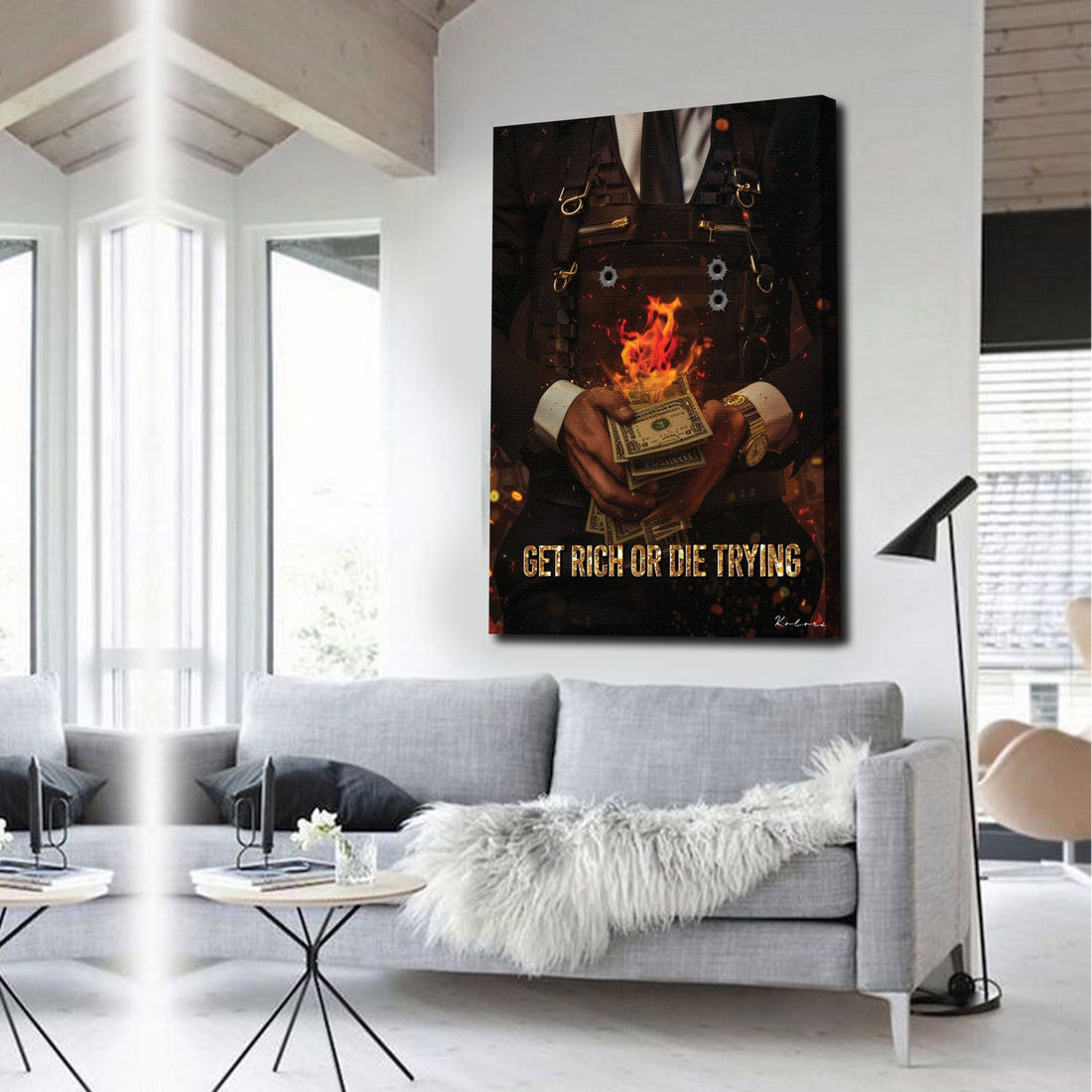 Tableau décoratif - Devenir riche ou mourir en essayant - kolors brand