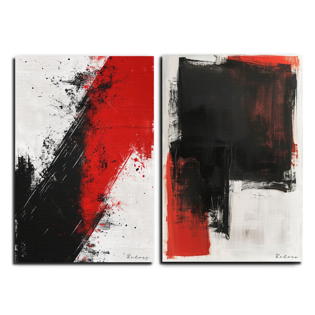 Tableaux décoratifs Pack - Dyptique rouge et noir Abstrait - kolors brand