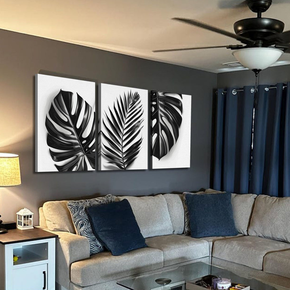 Tableaux décoratifs Pack - feuilles tropicales grises - kolors brand